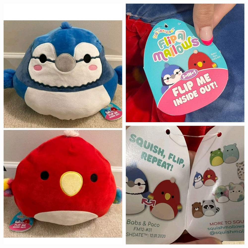 Squishmallows Flip-a-Mallows Babs & Paco Plush Toy - Blue and Red